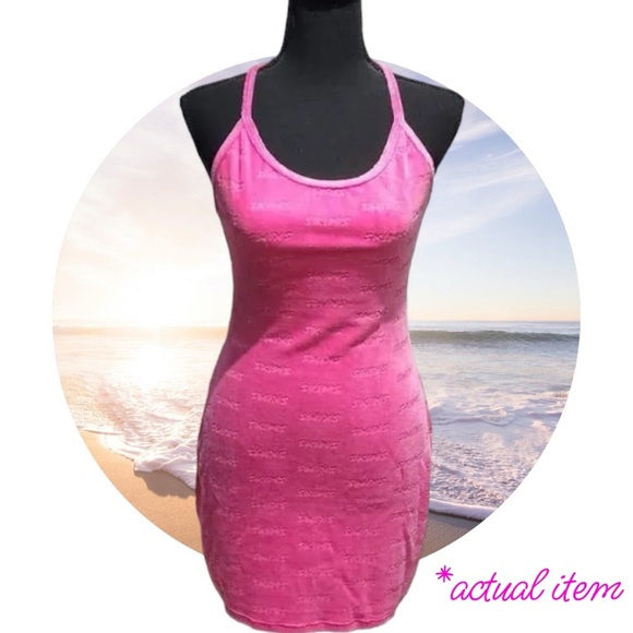 🎉 HOST PICK 🎉👍 SKIMS Logo Velour Slip Dress XL in Hot Pink- Rare, SOLD OUT 👍 - Picture 7 of 12